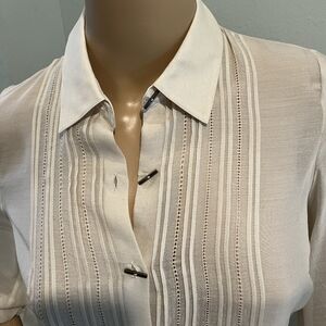 Robert Rodriguez Sheer Silk & Wool 3/4 Sleeve Blouse in Size 0